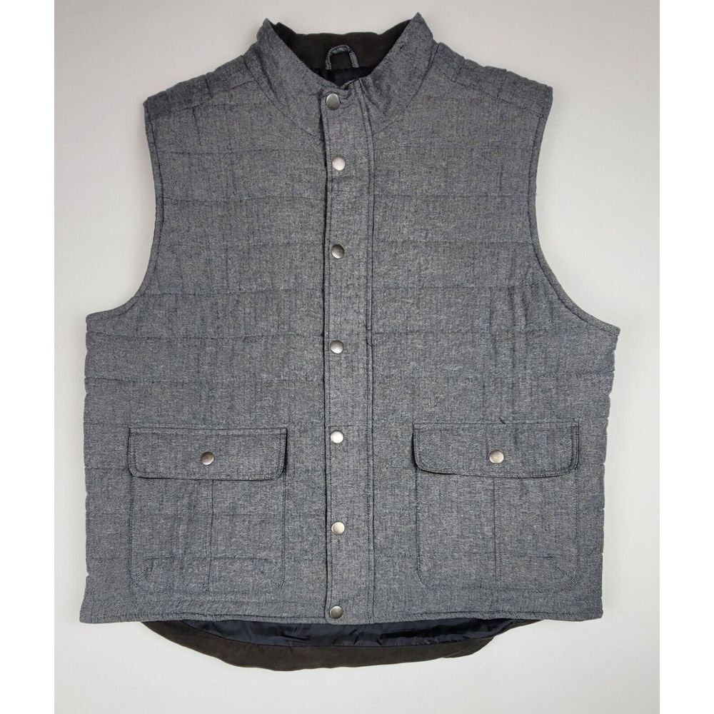 Southern Pines Puffer Vest Mens 2XL. Grey Brown Tweed.